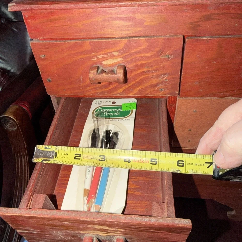 Primitive Antique 5 Drawer Parts Seed Thread Cabinet Apothecary Chest Handmade